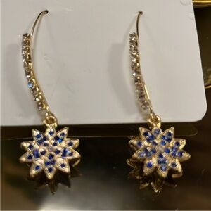Sapphire Crystal Flower Drop Earrings
